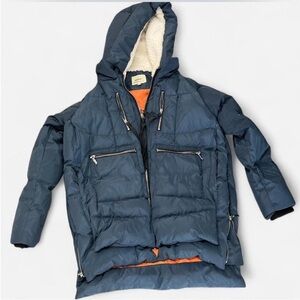 OLAY Blue Jacket with Orange and White Accents